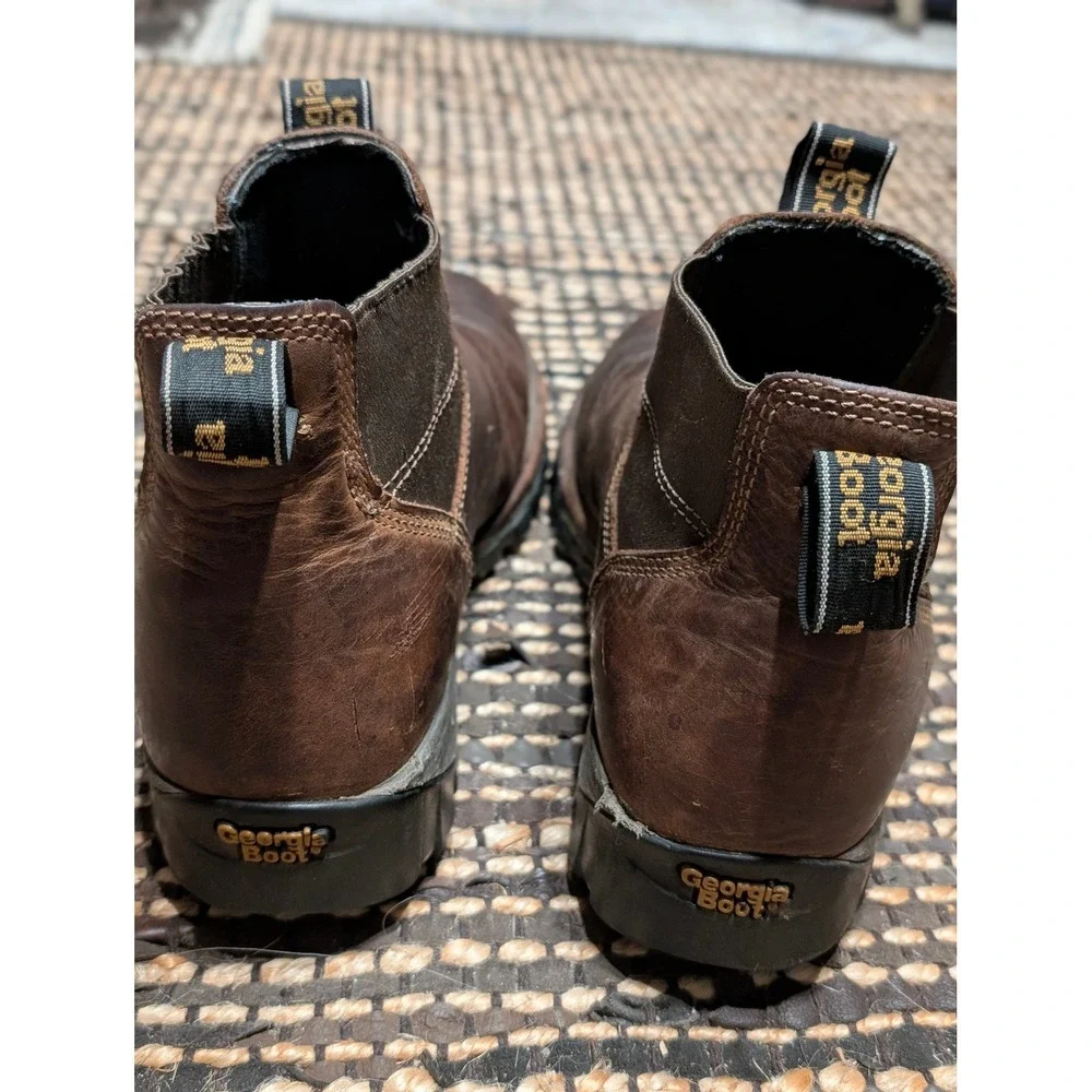Georgia Boot Eagle One Mens Waterproof Chelsea Work Boots Brown size 10W